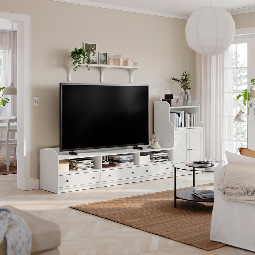 HAUGA — комбинация для хранения/под ТВ, белый, 276x46x116 см