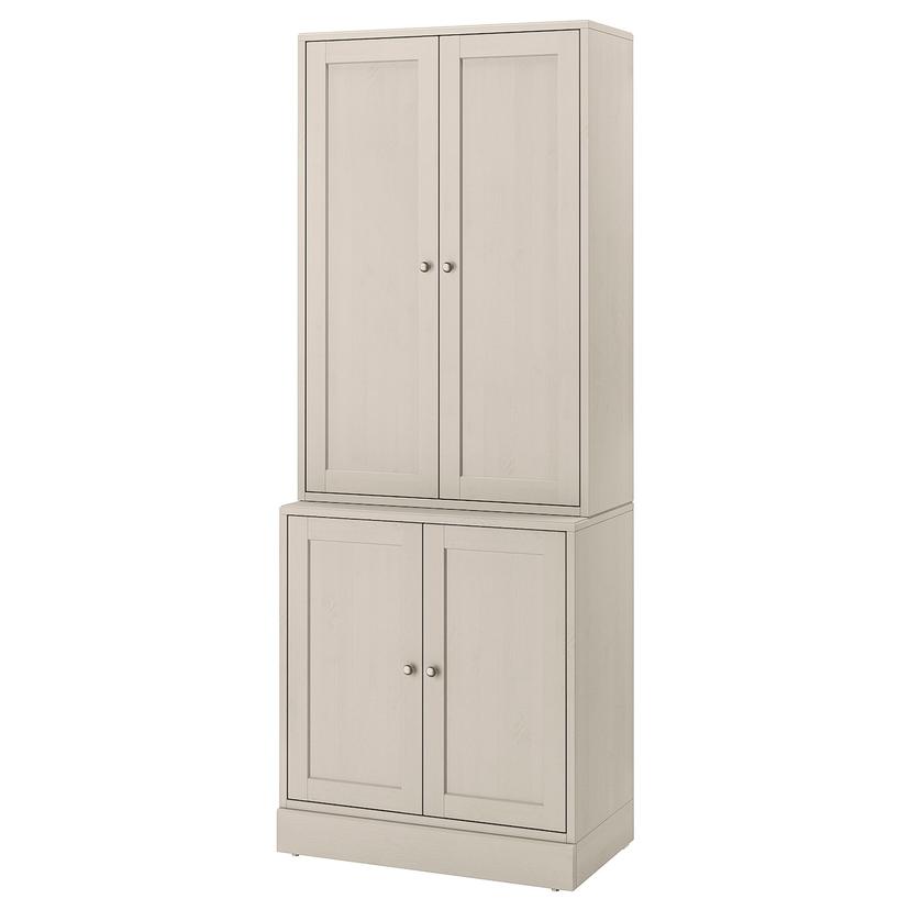 HAVSTA — комбинация для хранения с дверцами, серо-бежевый, 81x47x212 см