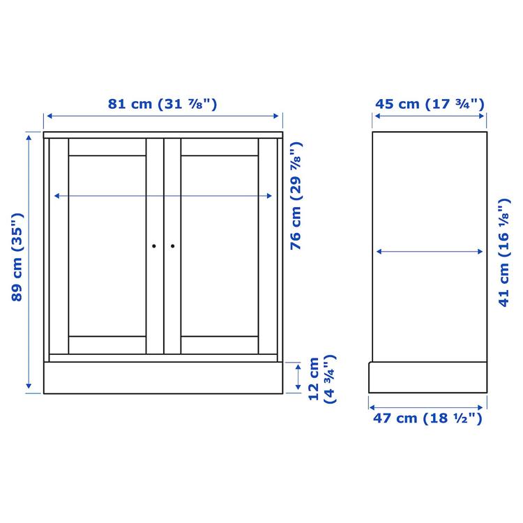 шкаф с цоколем, белый, 81x47x89 см dimensions