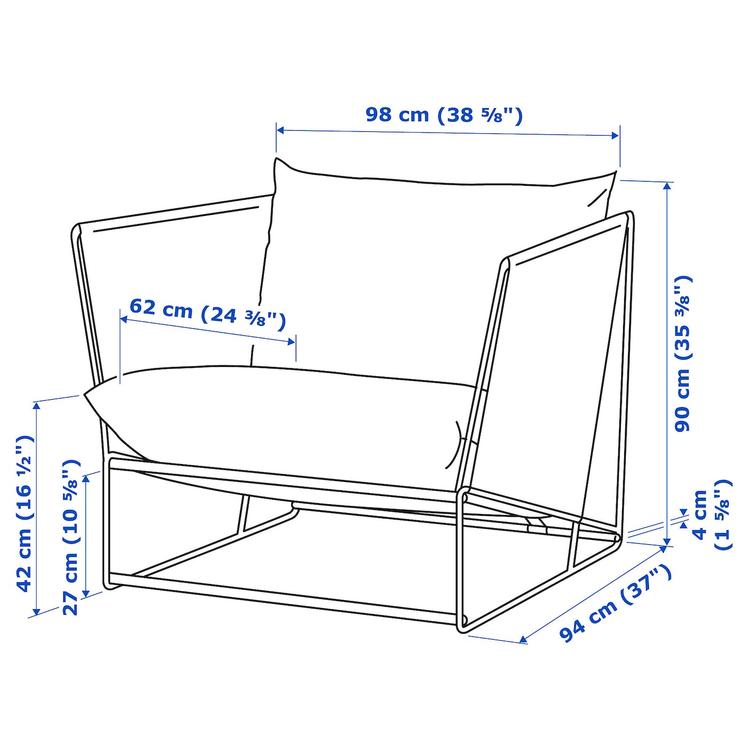 садовое кресло, бежевый/бежевый dimensions