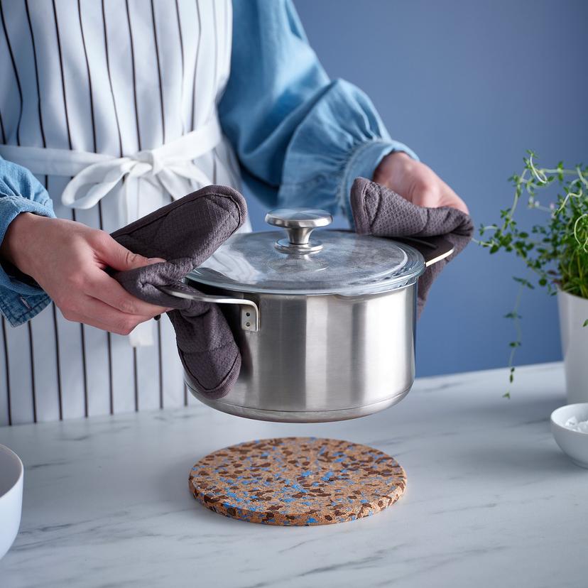 HEAT — подставка под горячее, пробка с рисунком/голубой, 19 см