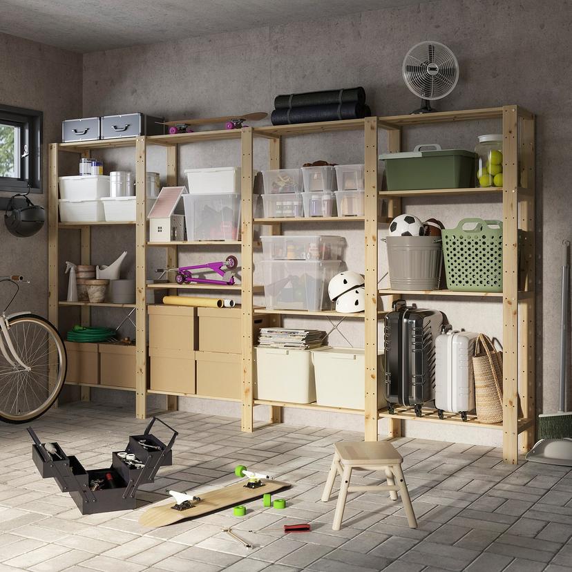 HEJNE — 4 секции/полки, хвойное дерево, 307x31x171 см