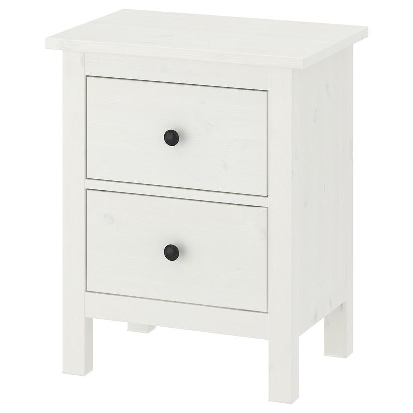 HEMNES — комод с 2 ящиками, белая морилка, 54x66 см