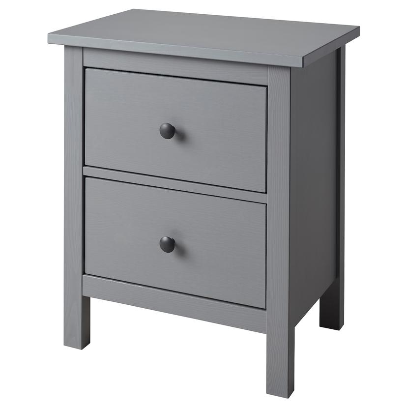 HEMNES — Komoda, 2 szuflady, szary bejcowane, 