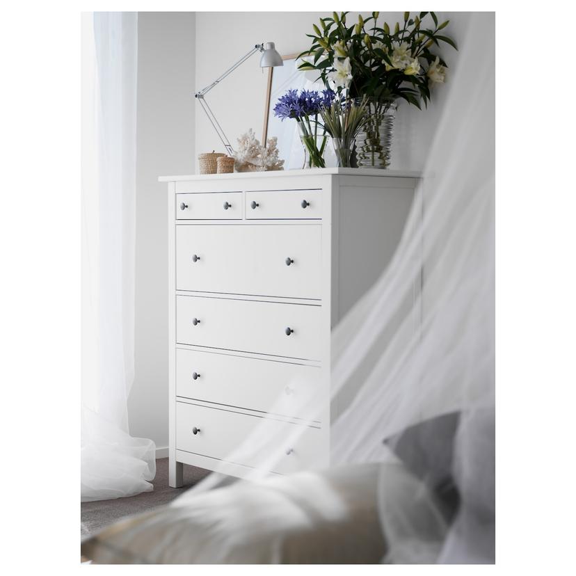 HEMNES — Комод, 6 ящиков, белая морилка.