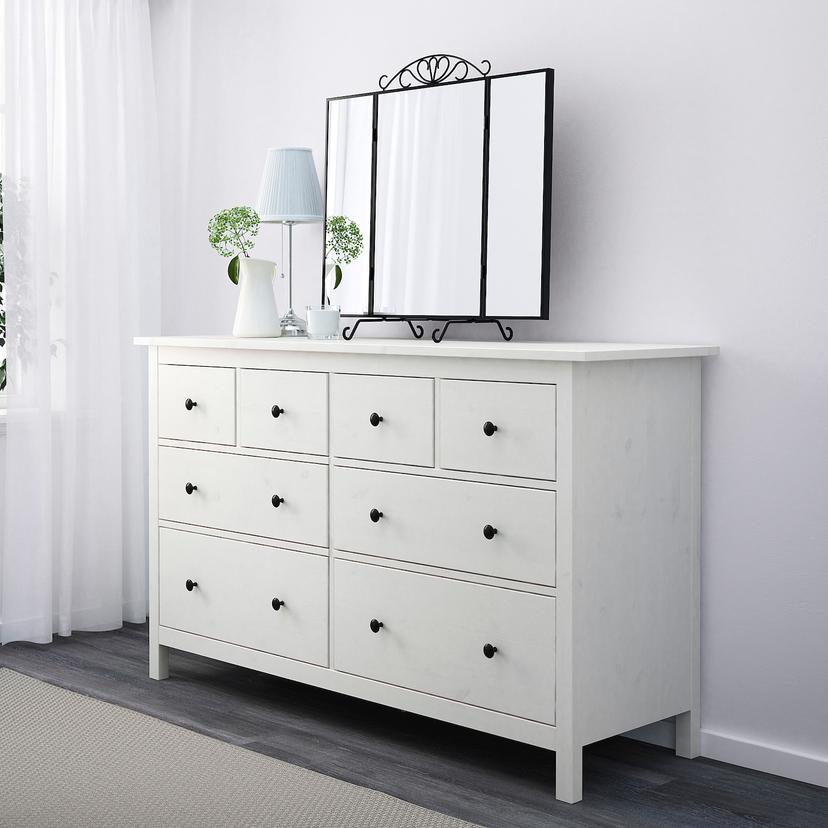 HEMNES — Комод, 8 ящиков, белая морилка.