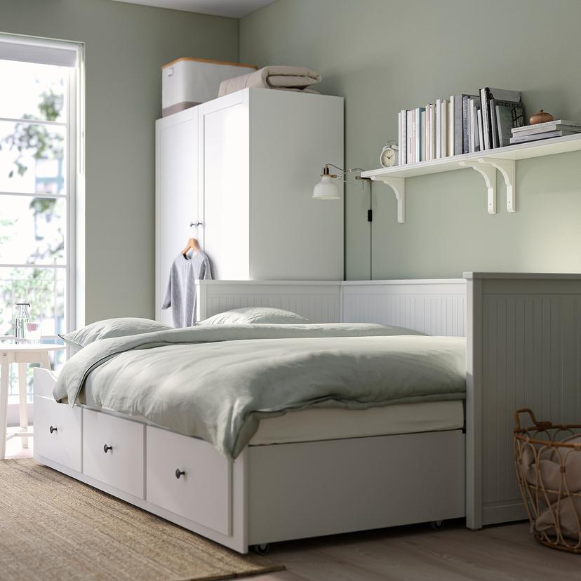 HEMNES — Каркас кушетки с 3 выдвижными ящиками, белый.