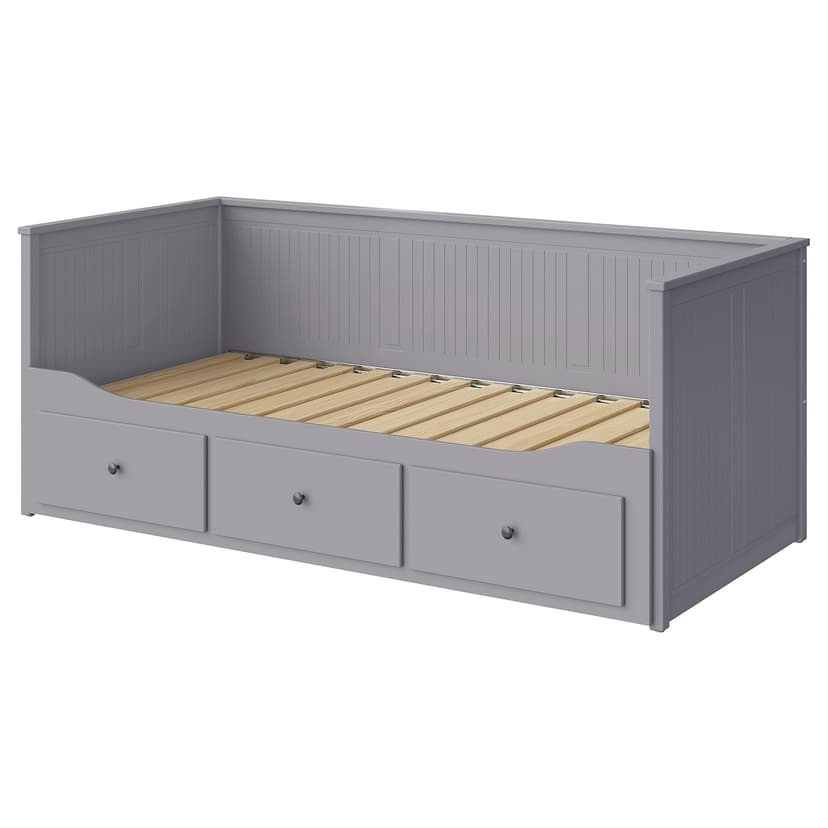 HEMNES — каркас кровати-кушетки с 3 ящиками, серый, 80x200 см