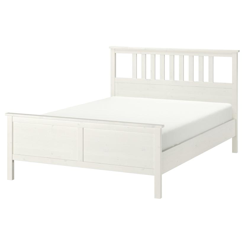 HEMNES — каркас кровати, белая морилка/Lönset, 140x200 см