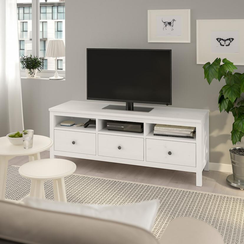 HEMNES — тумба под ТВ, белая морилка, 148x47x57 см