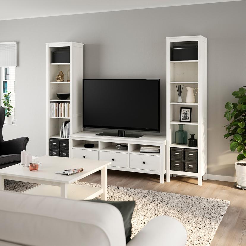 HEMNES — шкаф для ТВ, комбинация, белая морилка, 245x197 см