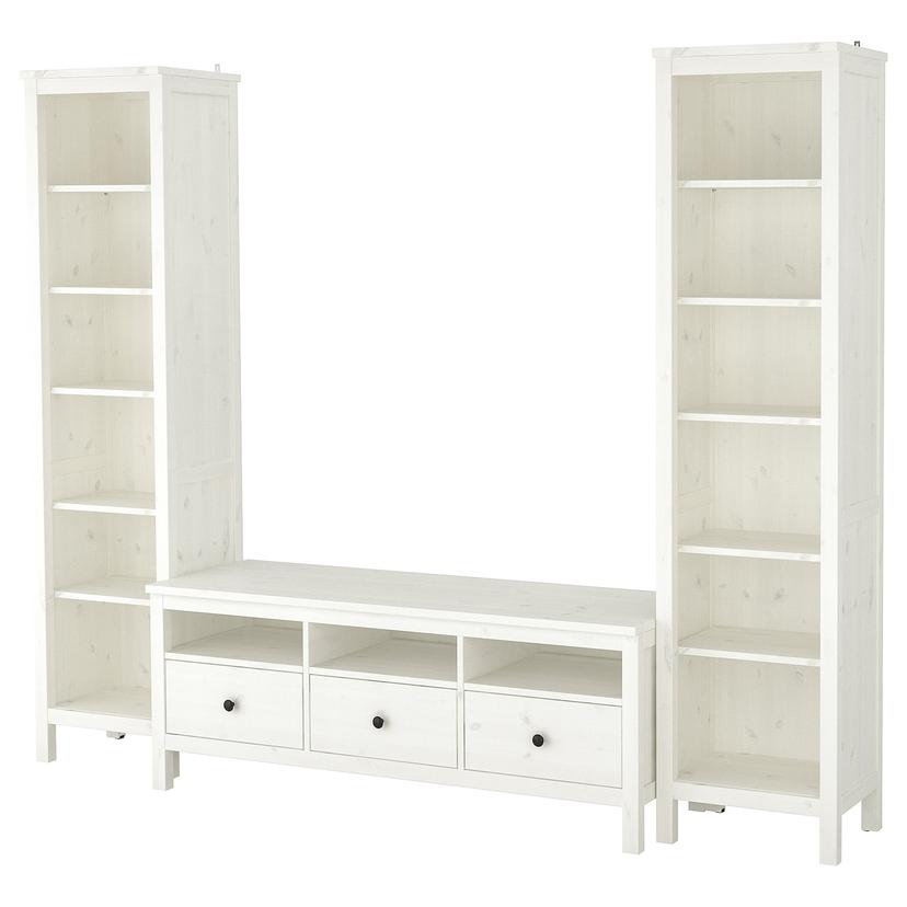 HEMNES — шкаф для ТВ, комбинация, белая морилка, 245x197 см