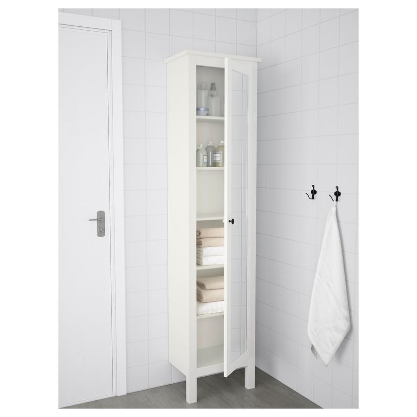 HEMNES — высокий шкаф с зеркальной дверцей, белый, 49x31x200 см