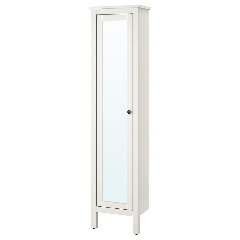 HEMNES — высокий шкаф с зеркальной дверцей, белый, 49x31x200 см