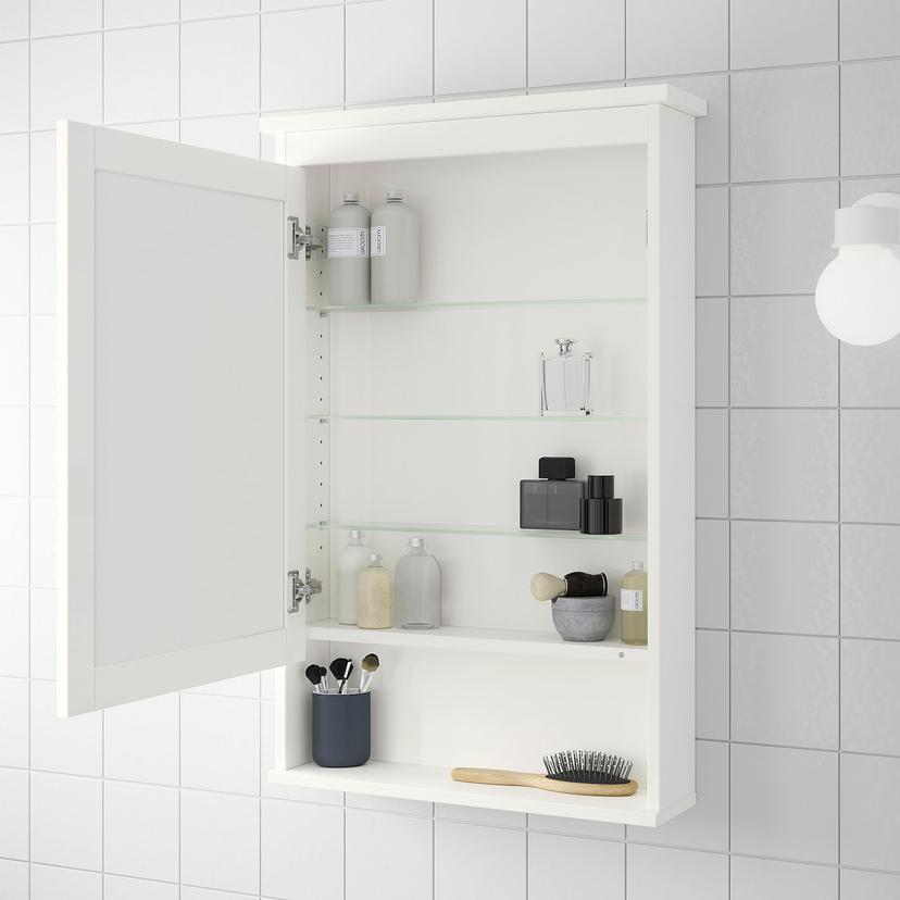 HEMNES — зеркальный шкаф с 1 дверцей, белый, 63x16x98 см