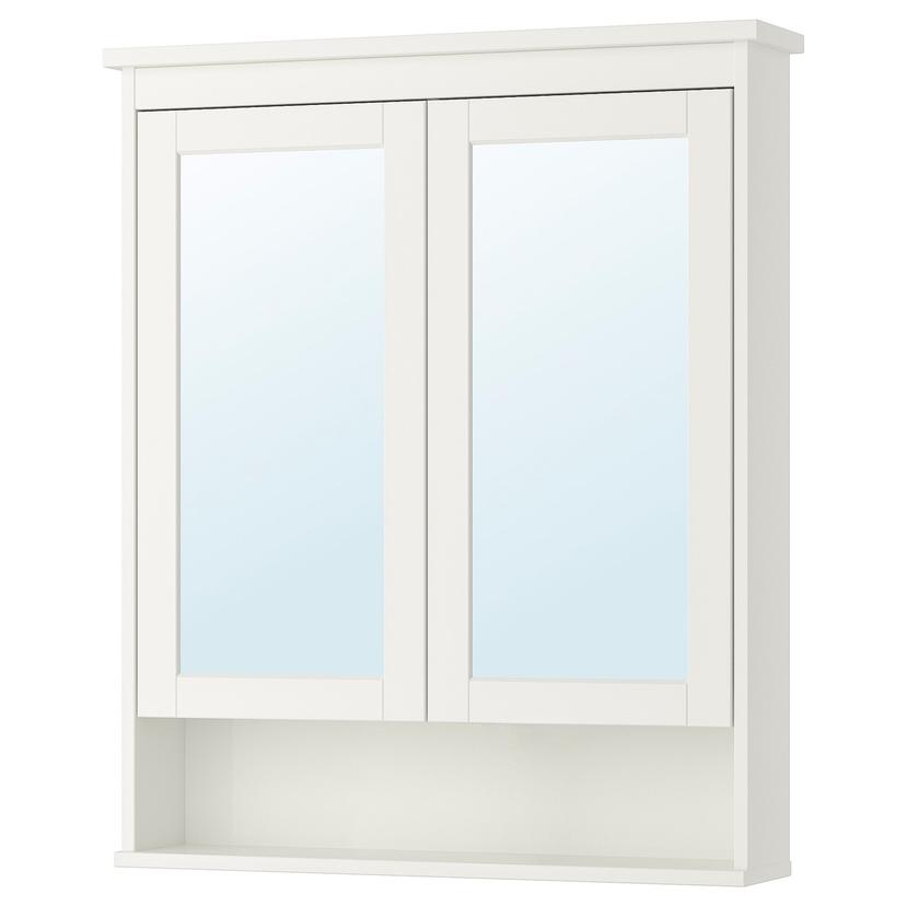HEMNES — зеркальный шкаф с 2 дверцами, белый, 83x16x98 см