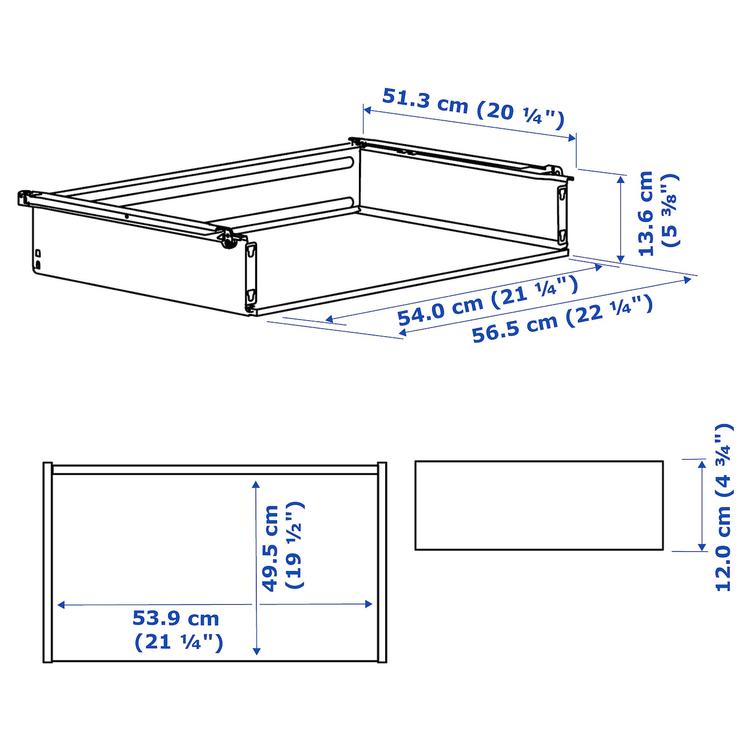 ящик без фронтальной панели, белый, 60x55 см dimensions