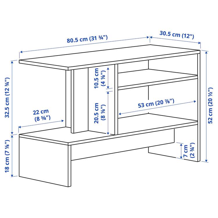 придиванный столик, под дуб, 80x31 см dimensions