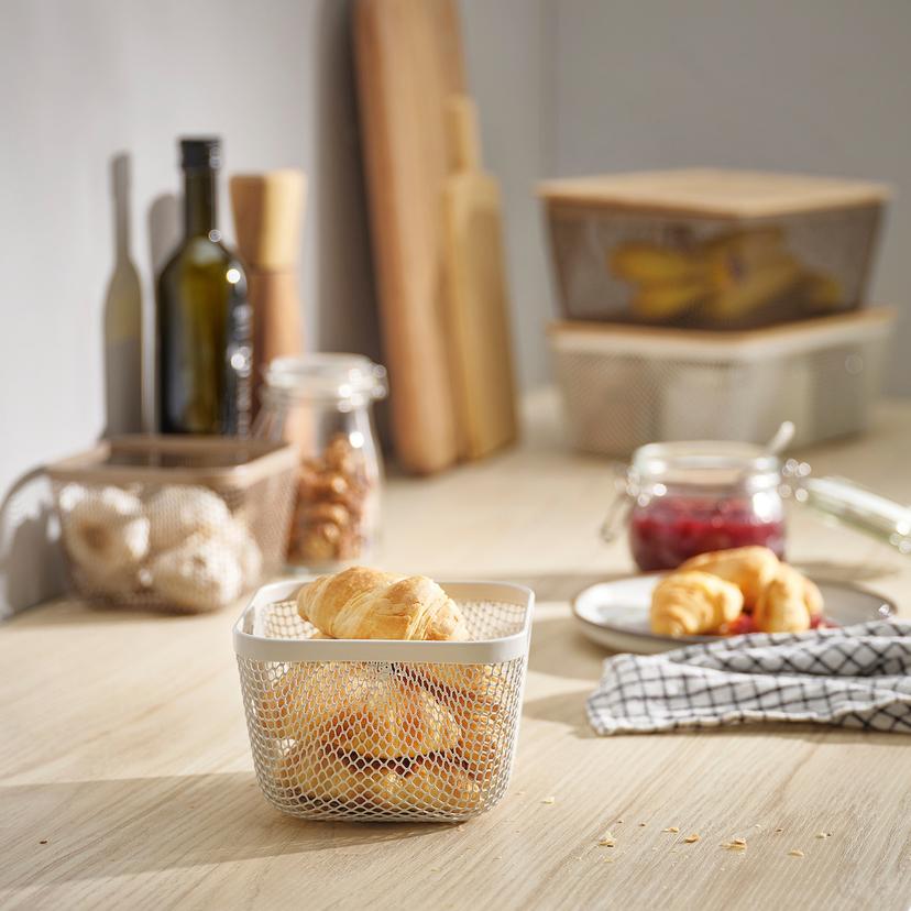 IKEA 365+ — корзина для хранения продуктов, металлический/белый, 14x14x10 см