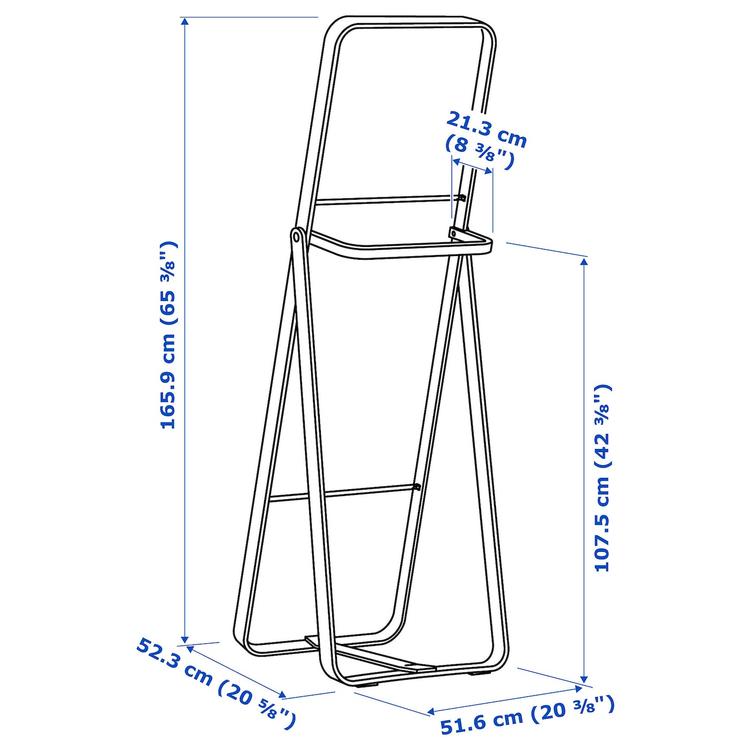 зеркало напольное, ясень, 52x167 см dimensions