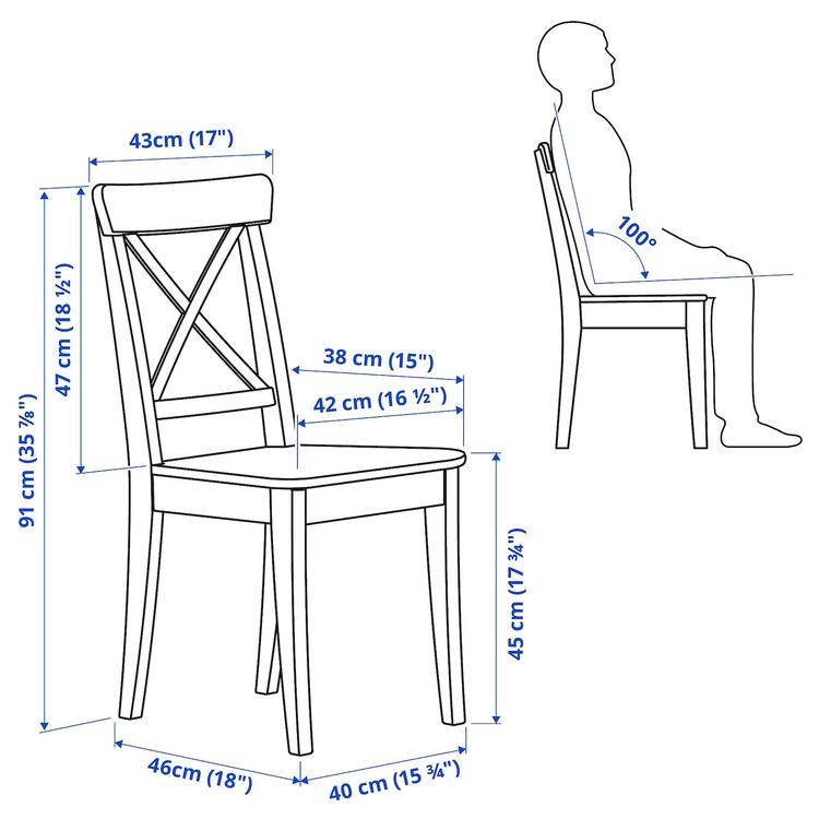 стул, белый dimensions