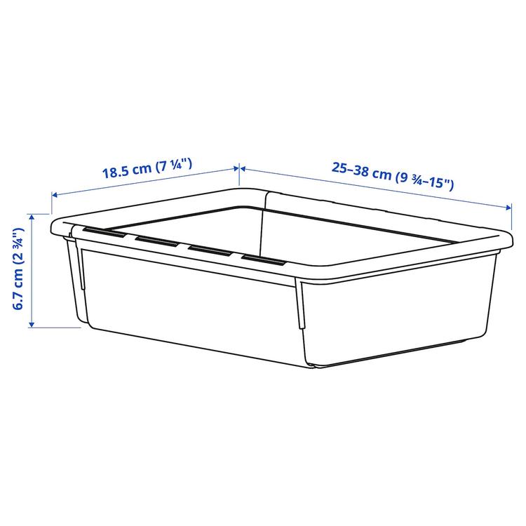 раздвижная коробка, белый, 25-38x19 см dimensions