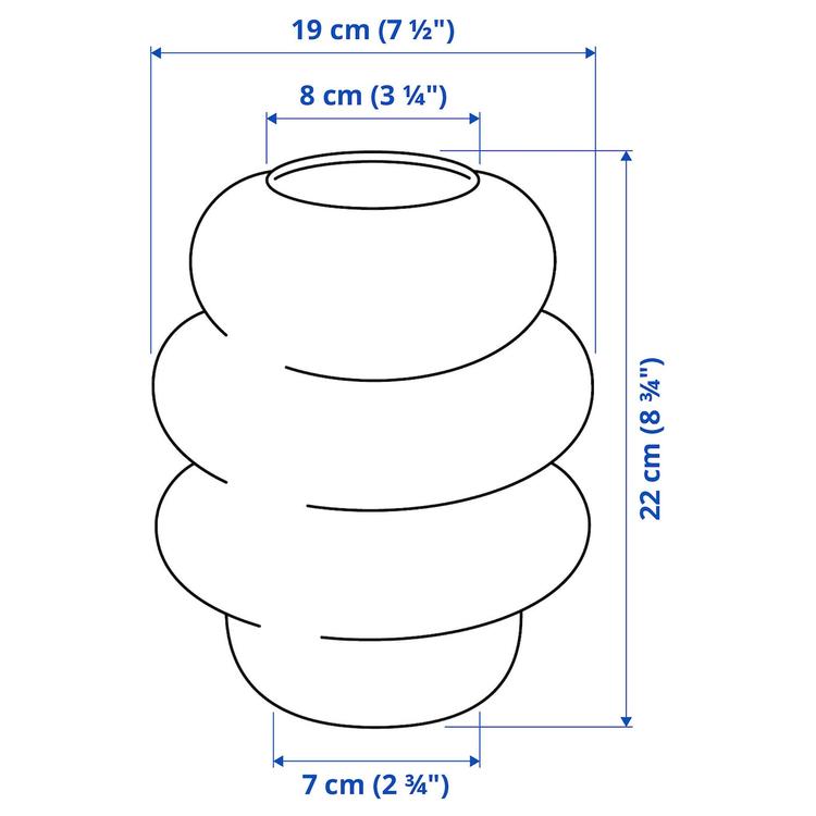 ваза, желтый, 22 см dimensions