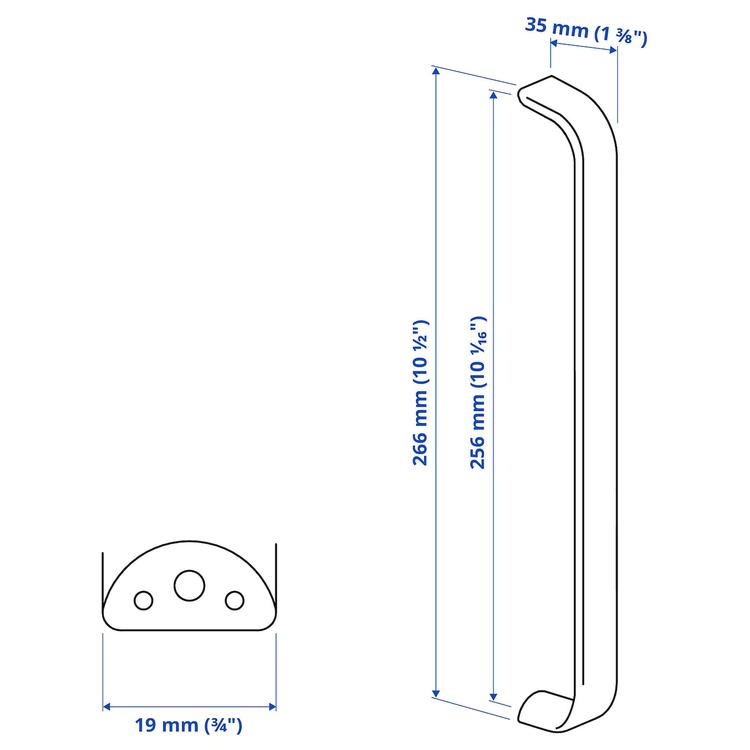 ручка, цвет нержавеющей стали, 266 мм dimensions