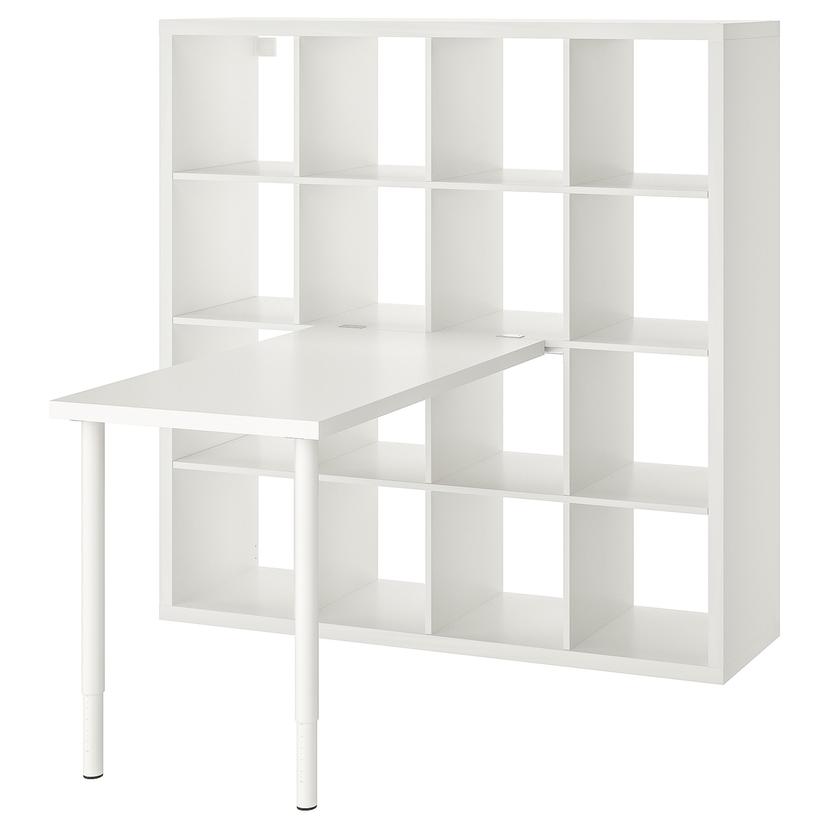KALLAX / LINNMON — стол, комбинация, белый, 147x139x147 см