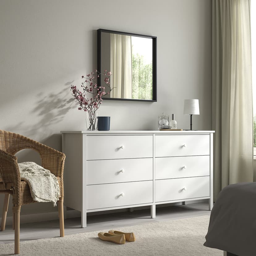 KILBERGET — Komoda, 6 szuflad, biały, 