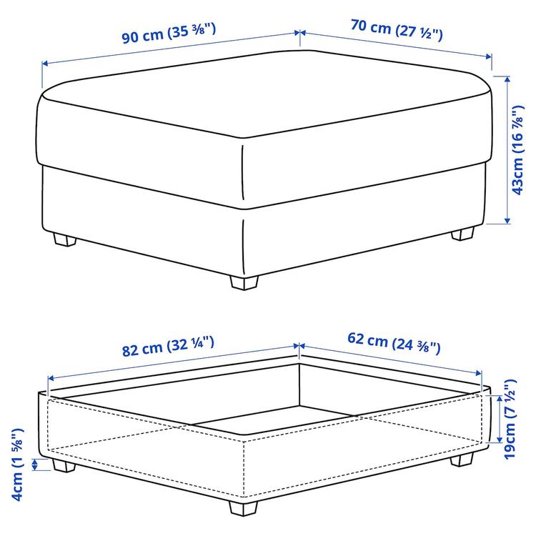 табурет для ног, Grann/Bomstad черный dimensions