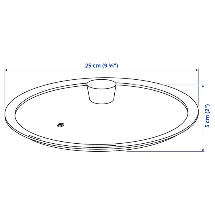 крышка для сковороды, стекло, 25 см dimensions