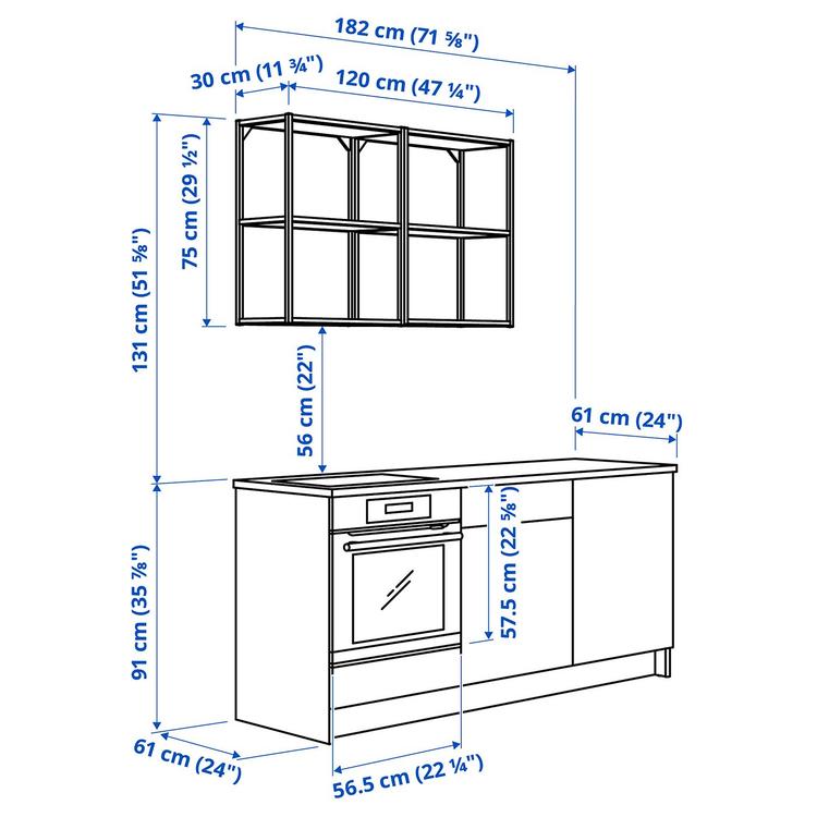 Кухня, 180x61x220 см dimensions