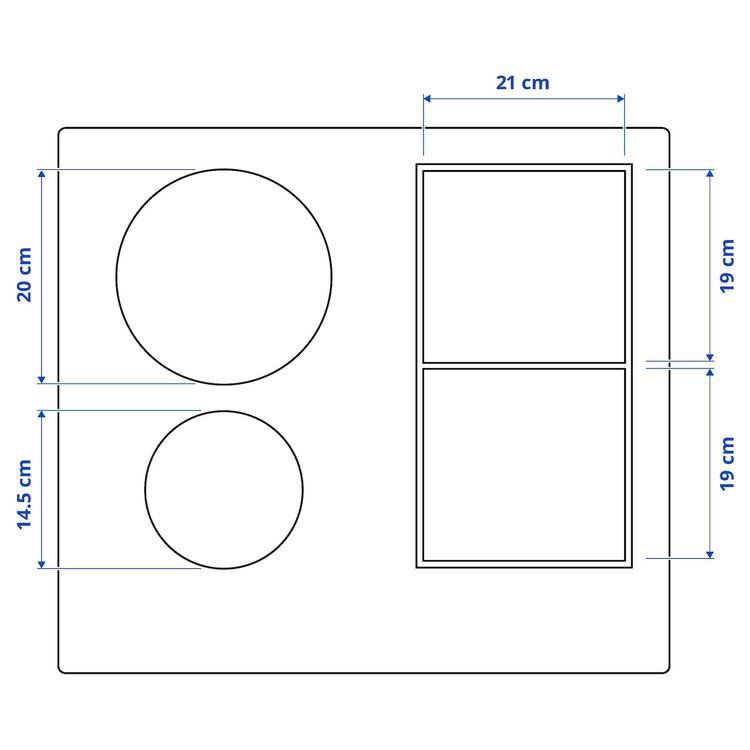 индукц варочн панель, IKEA 500 белый, 58 см dimensions