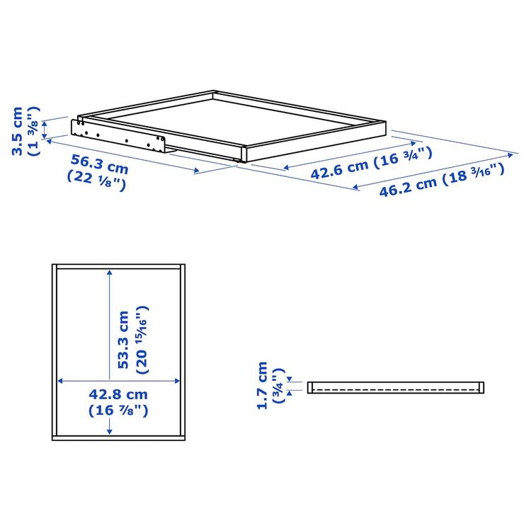 выдвижная полка, белый, 50x58 см dimensions