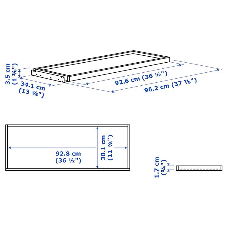 выдвижная полка, белый, 100x35 см dimensions
