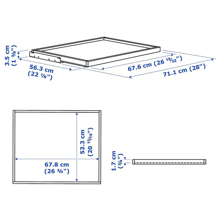 выдвижная полка, белый, 75x58 см dimensions