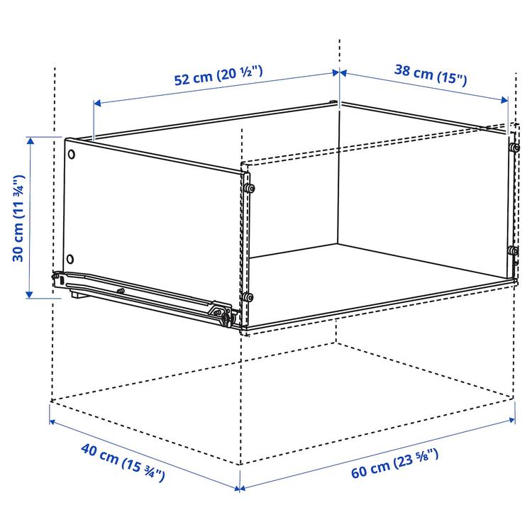 ящик без фронтальной панели, белый, 30x40 см dimensions