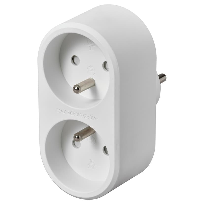KOPPLA — Adapter, 2 gniazdka, biały, 