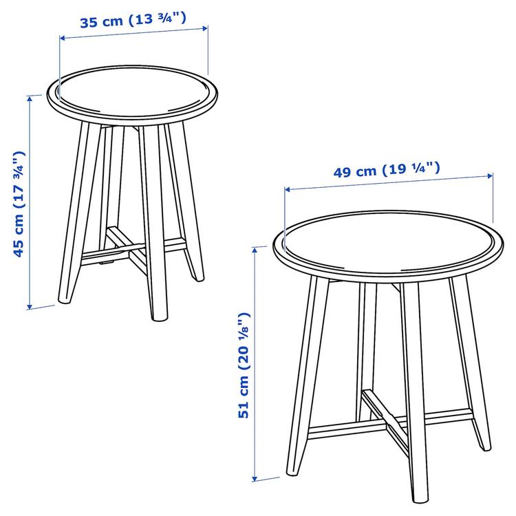 комплект столов, 2 шт, белый dimensions