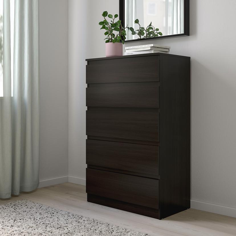 KULLEN — комод с 5 ящиками, черно-коричневый, 70x112 см