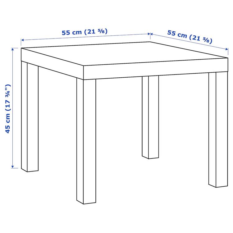 придиванный столик, белый, 55x55 см dimensions