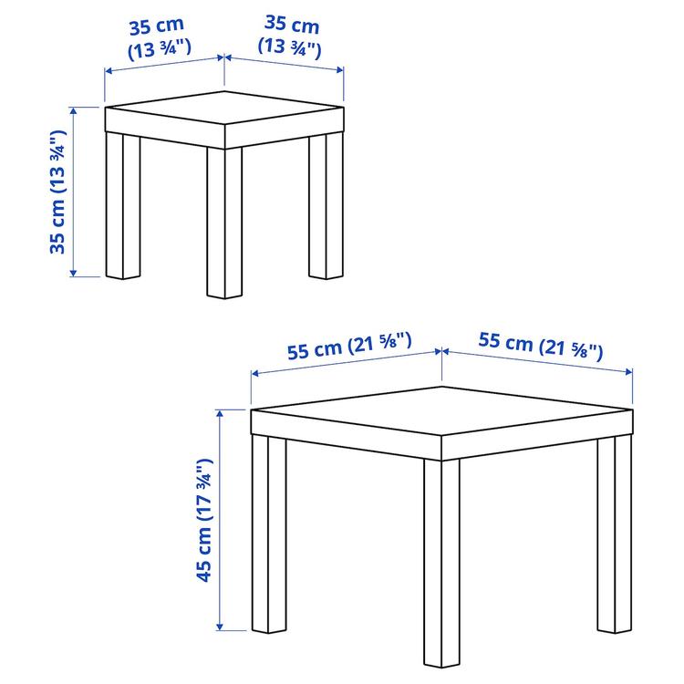 комплект столов, 2 шт, белый dimensions