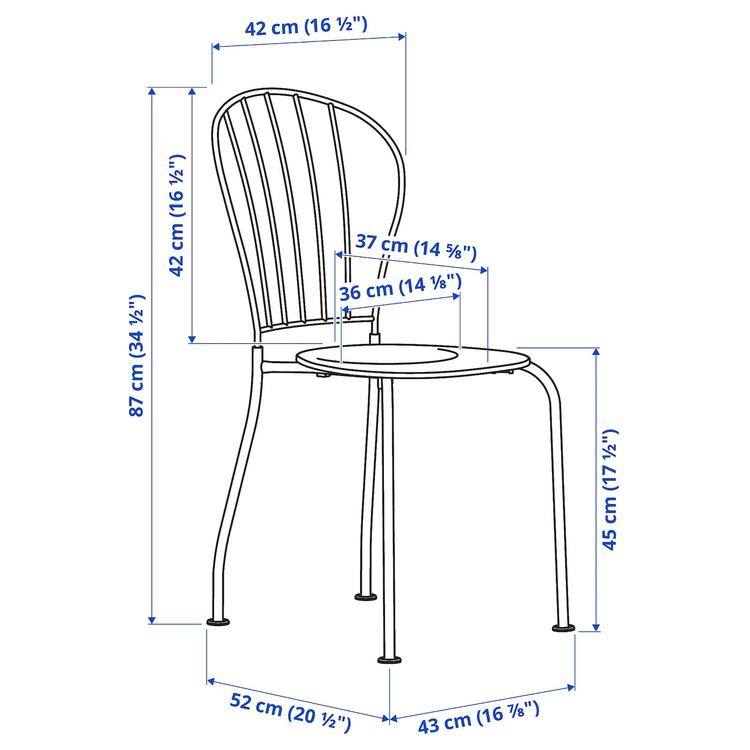 садовый стул, серый dimensions