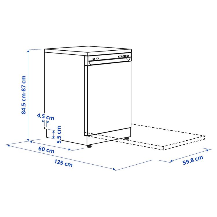 отдельно стоящая посудомоечн машина, белый dimensions