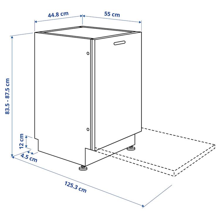 встраиваемая посудомоечная машина, 45 см dimensions
