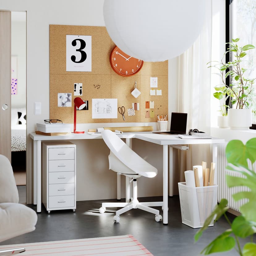 LAGKAPTEN / LINNMON — Biurko narożne, biały, 