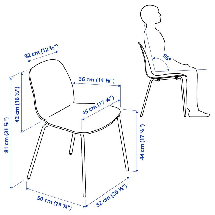 стул, черный/сефаст хромированный dimensions