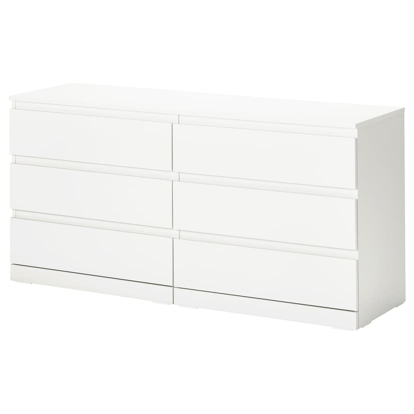 LILLBERGET — Komoda, 6 szuflad, biały, 