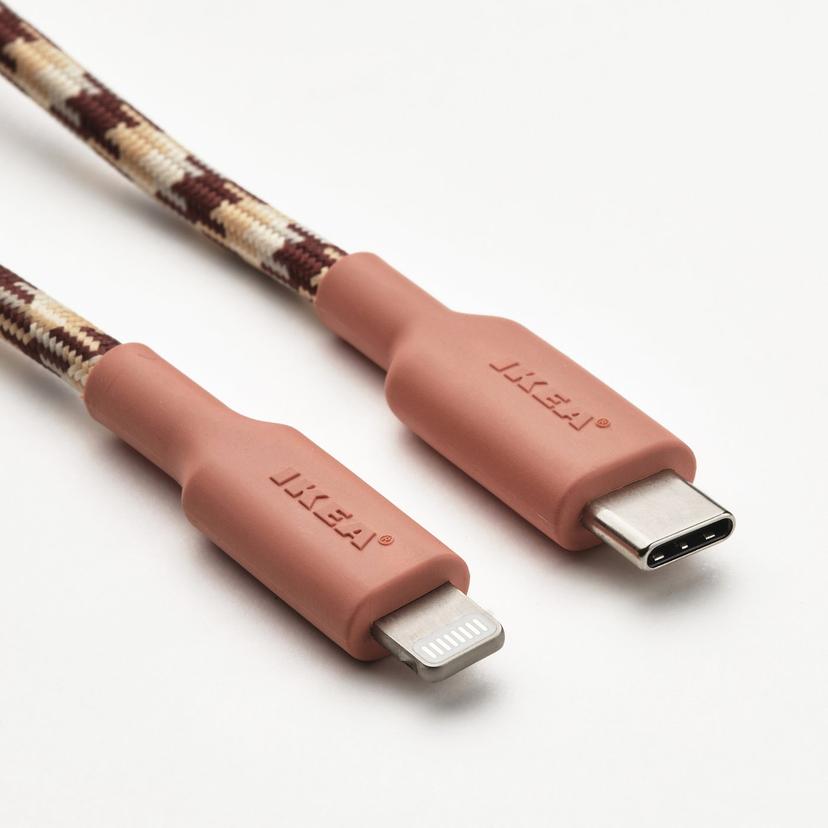 LILLHULT — USB-C — Lightning, розовый/бежевый